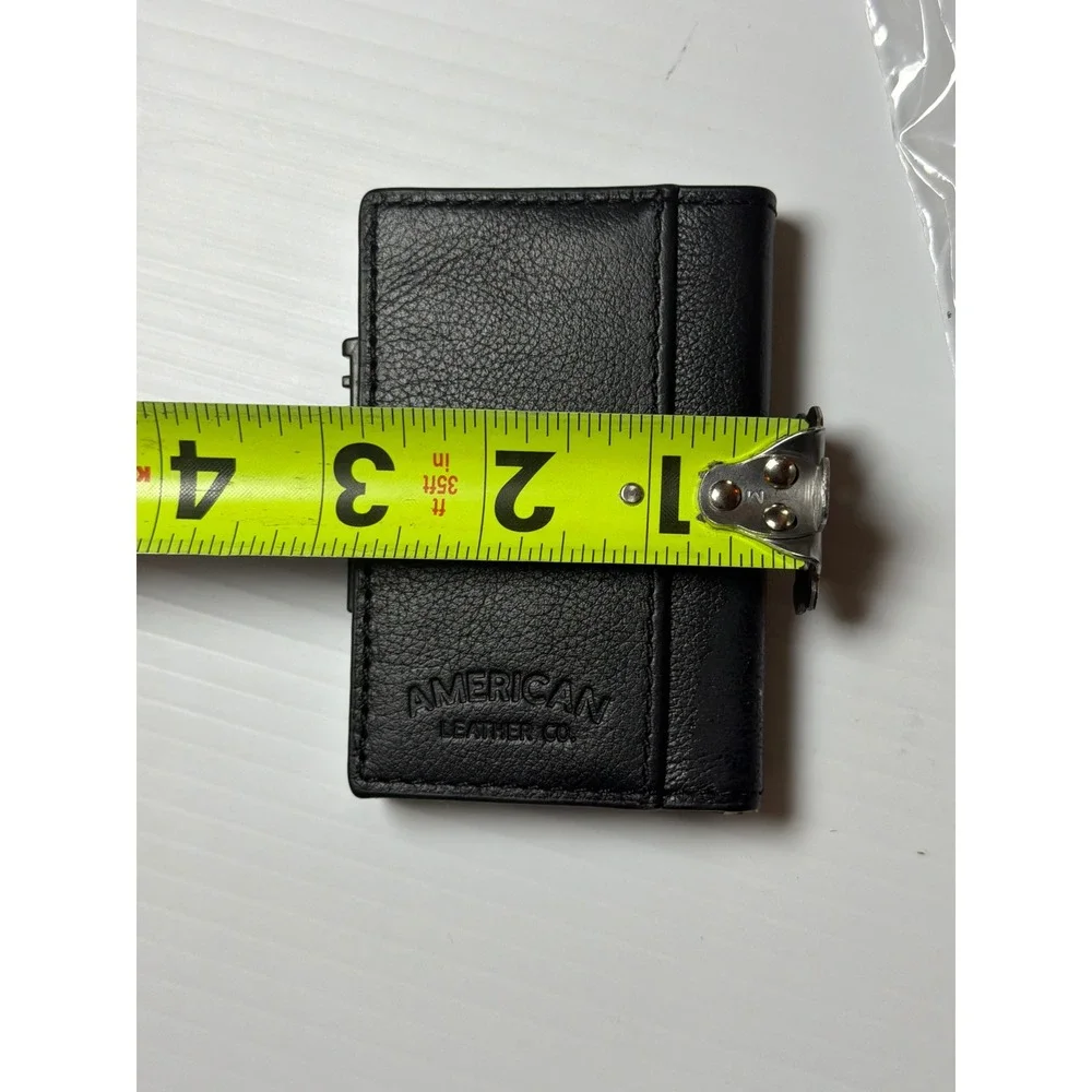 American Leather Co Card Holder Black RFID Pop Up Minimalist Wallet Mens
